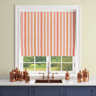 Salem Stripe Peach fabric displayed as a warm striped Roman blind for bedrooms and living spaces