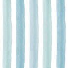 Salem Stripe Sky washable curtain fabric with pale blue vertical bands and a hand-painted finish
