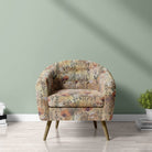 Savanna Amber Velvet Fabric – upholstered chair in amber floral velvet upholstery fabric