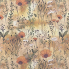 Savanna Amber Velvet Fabric – flat view of printed velvet upholstery fabric with floral design