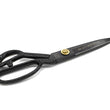 Sharp stainless steel scissors with black handle for precise cutting tasks