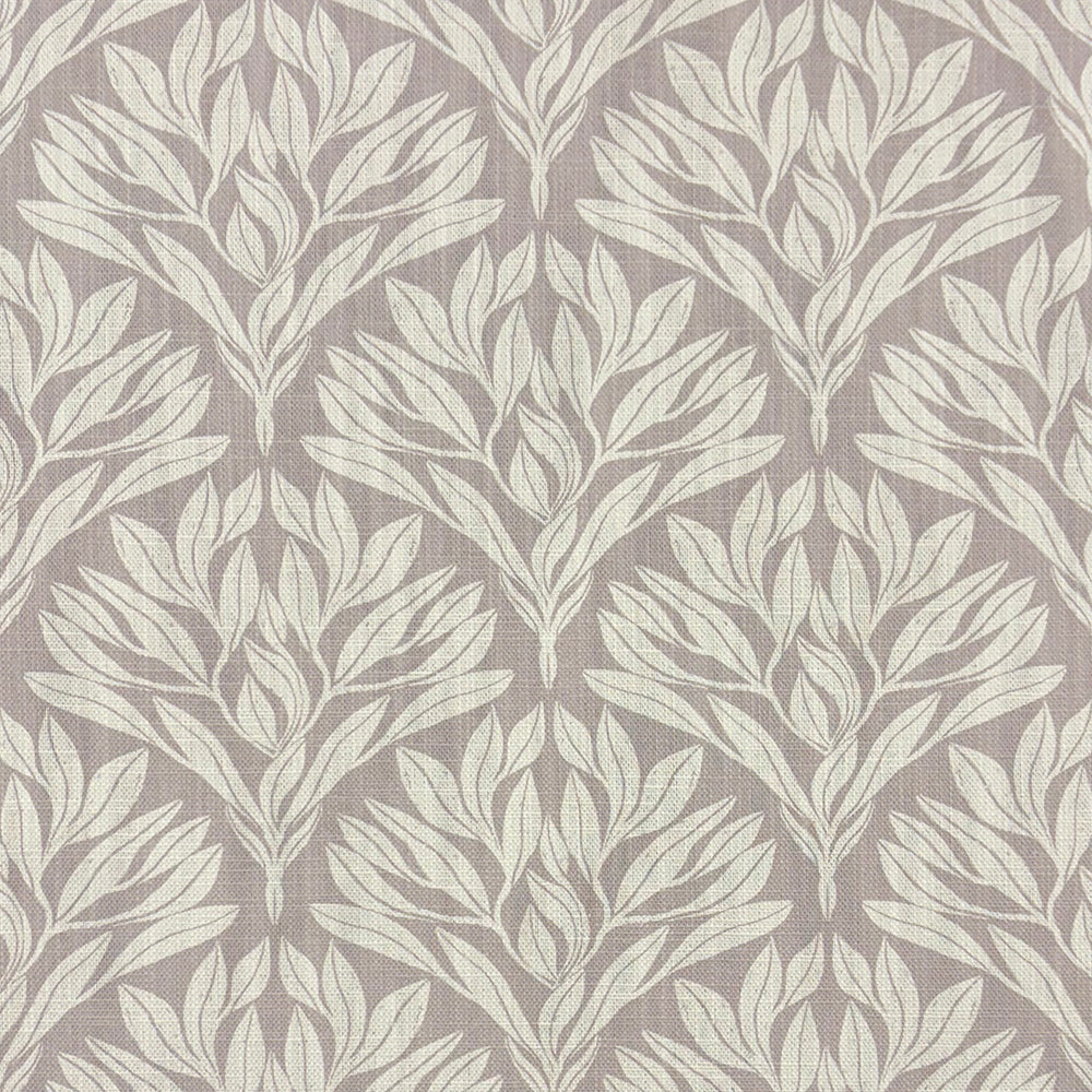 Sherwood Leaf Natural velvet upholstery fabric with beige-toned leaf design on a neutral velvet