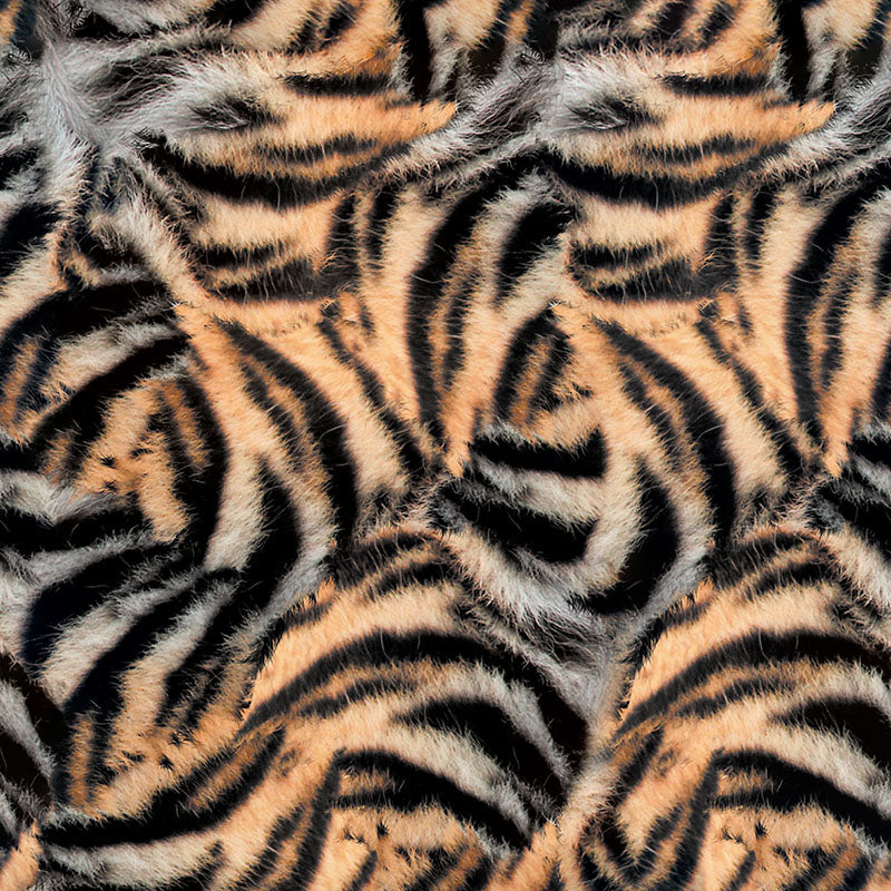 Siberian tiger print fabric flat image with cool animal stripe pattern
