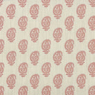 Henna red paisley linen curtain fabric with a small traditional buta pattern