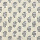 Buta Paisley linen curtain fabric in navy blue with a small Indian floral motif