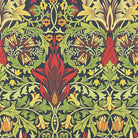 Snakeshead Forest William Morris style curtain fabric flat image, printed linen blend fabric by the metre for curtains and Roman blinds
