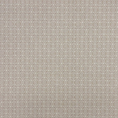 Solstace Beige Upholstery Fabric flat swatch with circular geometric pattern