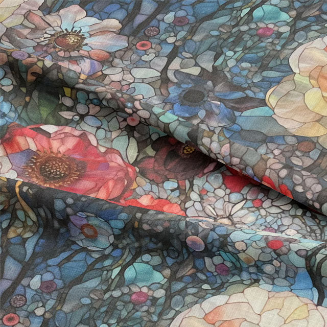Beautiful and vibrant stained glass upholstery fabric for elegant home decor and furniture