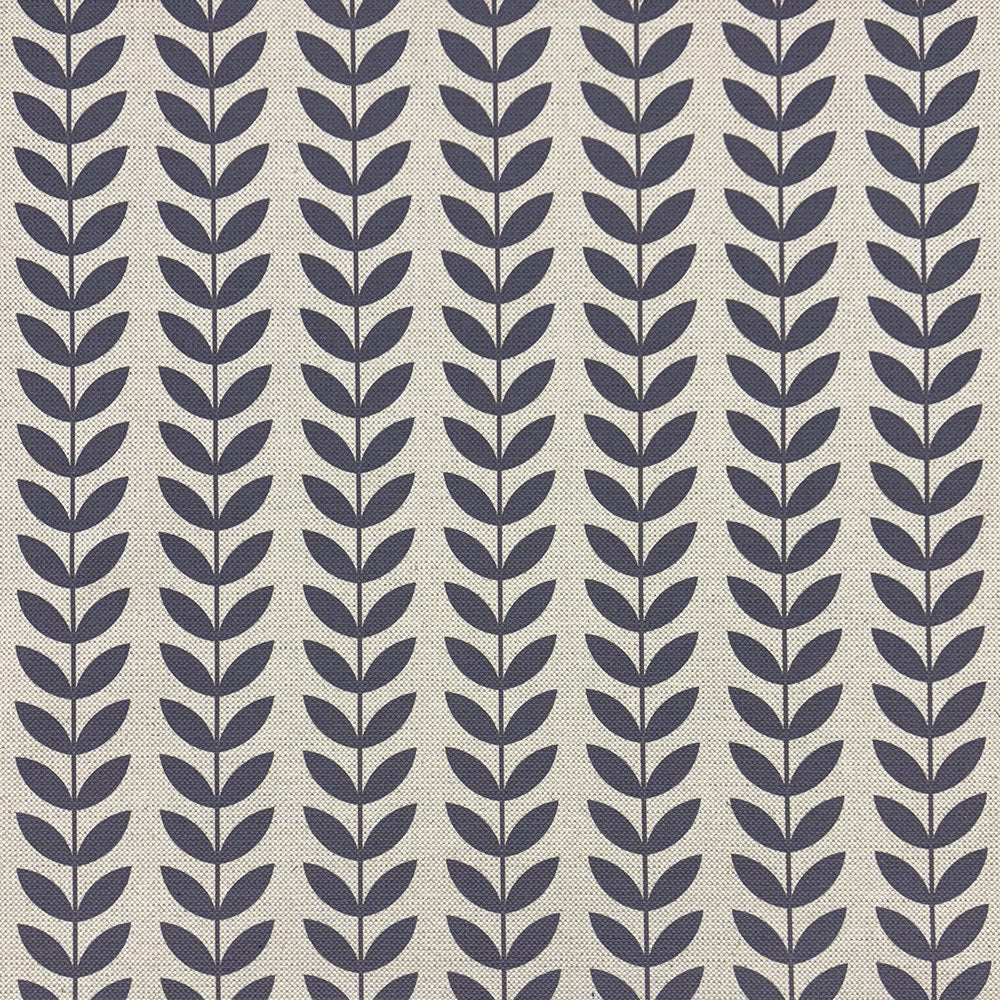 Stockholm Leaf Navy upholstery fabric – deep blue printed fabric for sofas and chairs.