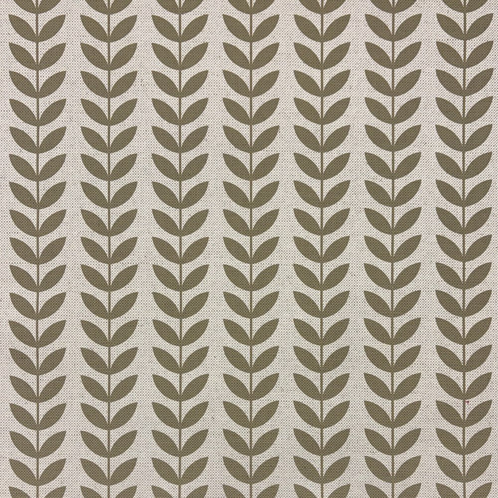 Stockholm Leaf Olive upholstery fabric – rich green printed fabric for furniture.