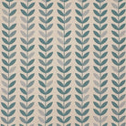 Stockholm Leaf Teal upholstery fabric – vibrant printed fabric for sofas and chairs.