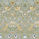 Nordic neutral Strawberry Thief velvet upholstery fabric with muted William Morris botanical detail