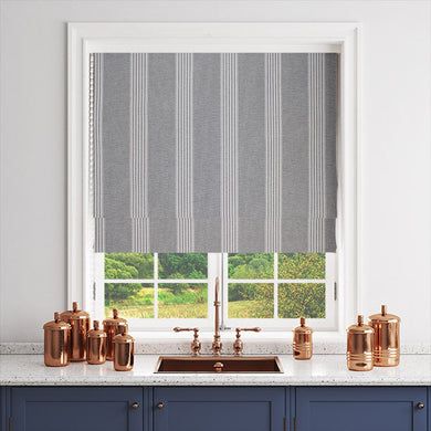 Suffolk Stripe Curtain Fabric - Grey