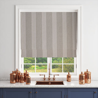 Suffolk Stripe Curtain Fabric - Pebble
