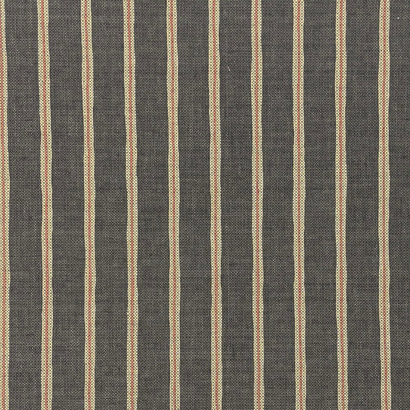Suffolk Charcoal striped upholstery fabric flat image, dark grey cotton-linen stripe fabric by the metre for seating and blinds