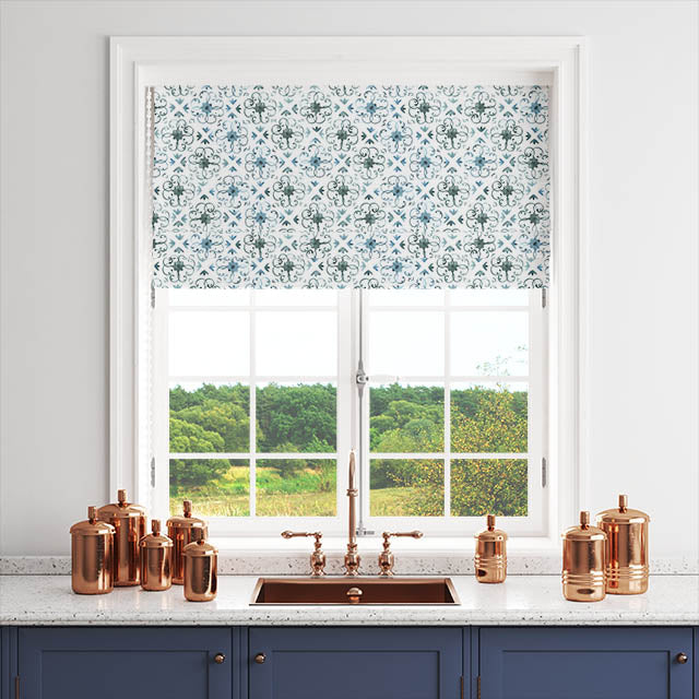 Tangier Cotton Curtain Fabric - Aegean