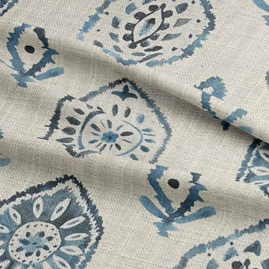 Taza Aegean - Printed Cotton Curtain Fabric UK