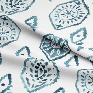 Taza Cotton Curtain Fabric - Aegean