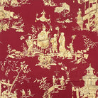Romo Tea House curtain fabric wine red oriental toile pattern