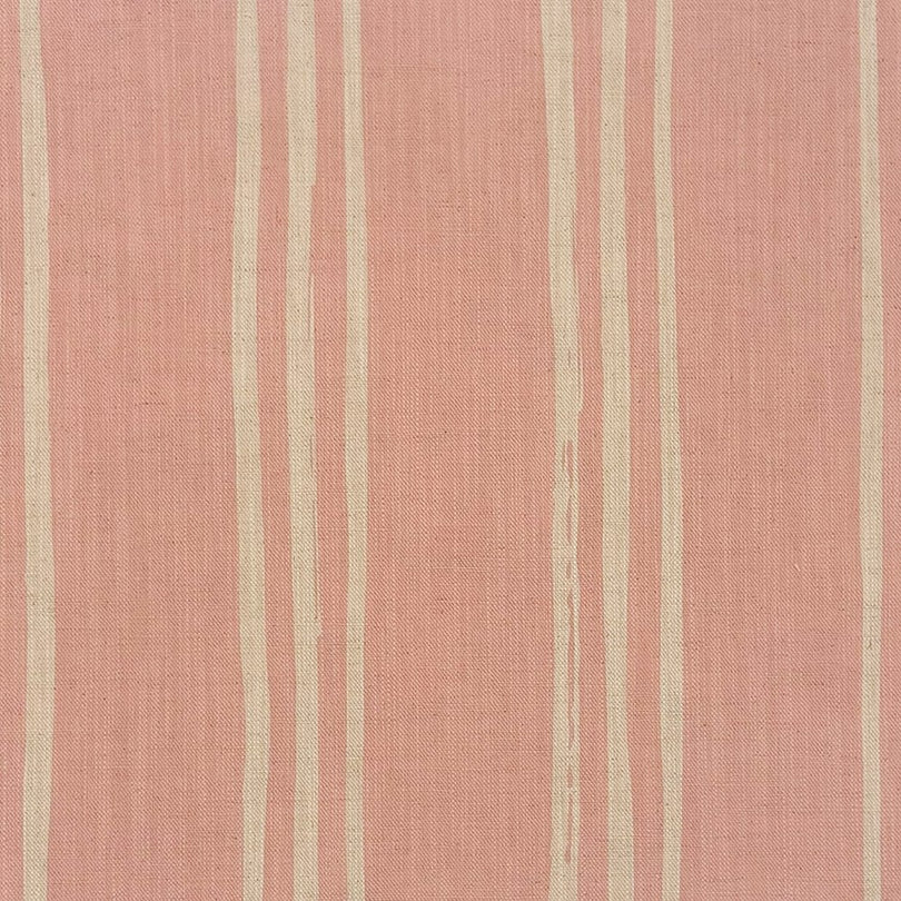 Blush striped linen curtain fabric with soft painterly vertical lines