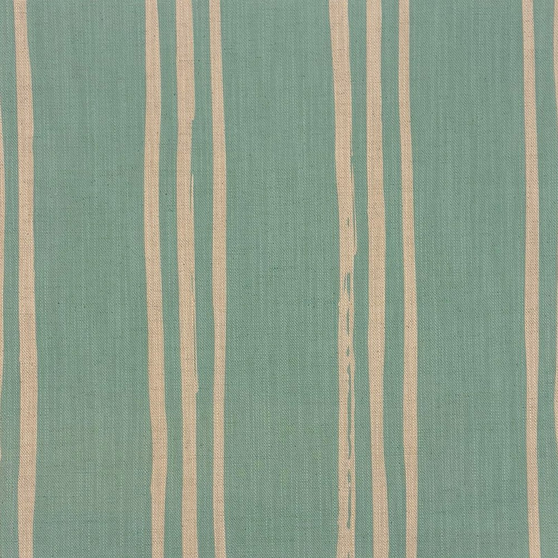 Duck egg blue striped linen fabric with neutral vertical accents
