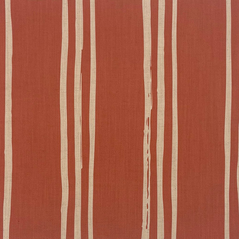 Henna red striped curtain fabric with bold natural stripe desig