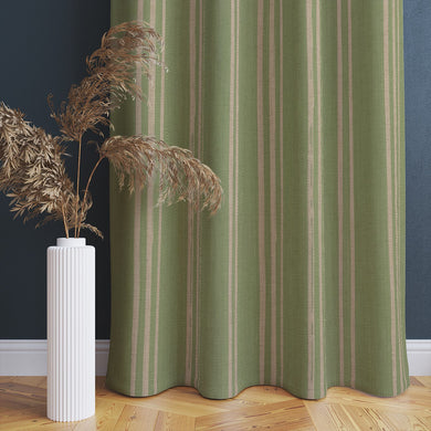 Lemongrass curtain with organic vertical lines on linen base