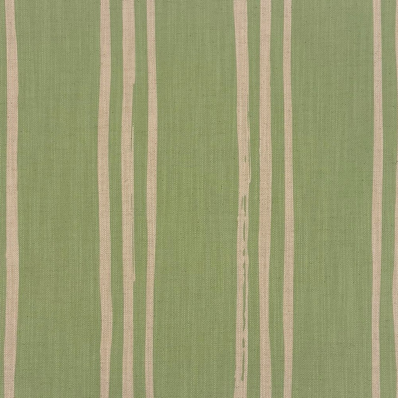Lemongrass striped linen fabric with uneven hand-painted stripes