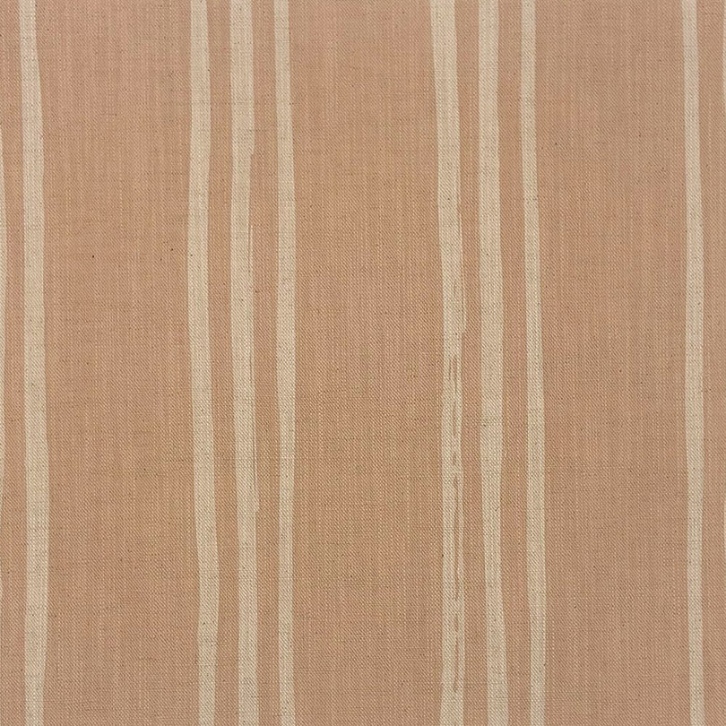 Natural striped linen curtain fabric with cream painterly lines