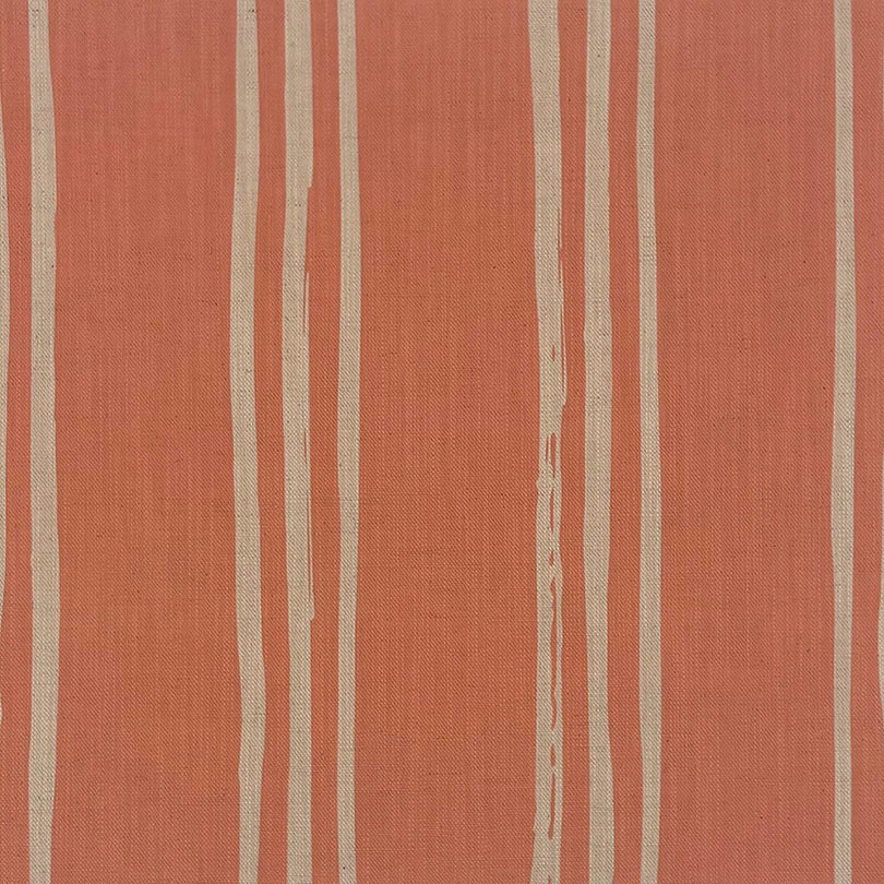 Peach striped curtain fabric with freeform linen verticals