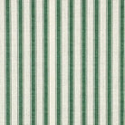 Flat image of Ticking Stripe Upholstery Fabric in Bottle Green with classic vertical stripes for curtains and seating.
