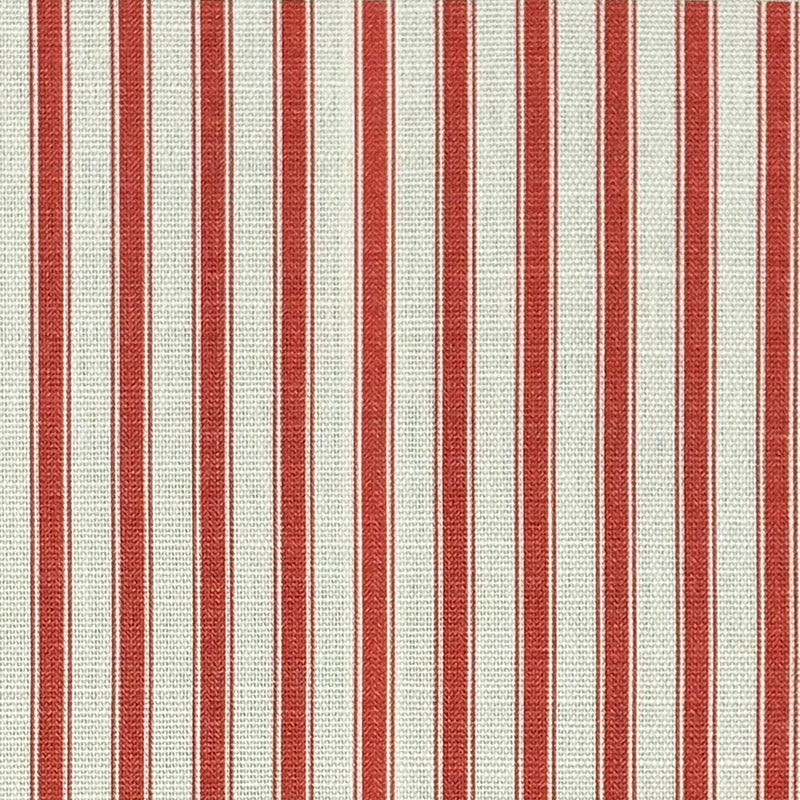 Flat image of Ticking Stripe Upholstery Fabric in Bottle Green with classic vertical stripes for curtains and seating.