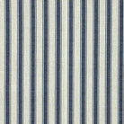Flat image of Ticking Stripe Upholstery Fabric in Indigo blue with bold, printed stripes ideal for traditional interiors.