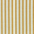 Flat image of Ticking Stripe Upholstery Fabric in Ochre yellow featuring narrow ticking stripes for classic styling.