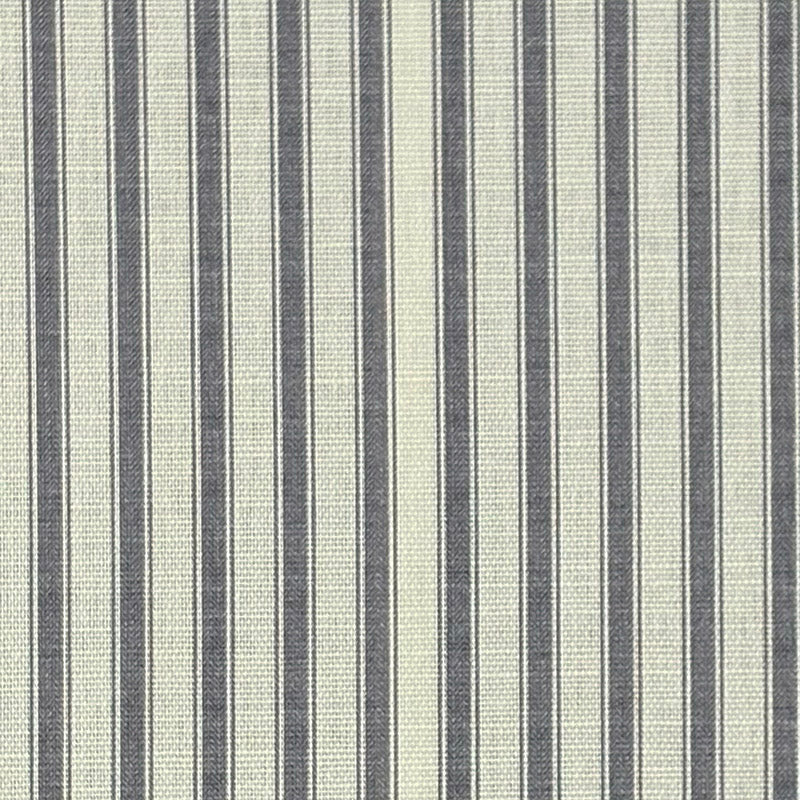 Flat image of Ticking Stripe Upholstery Fabric in Slate grey with vertical stripes suitable for blinds and seating.