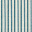 Flat image of Ticking Stripe Upholstery Fabric in Wedgewood blue with heritage-style stripes on soft base.