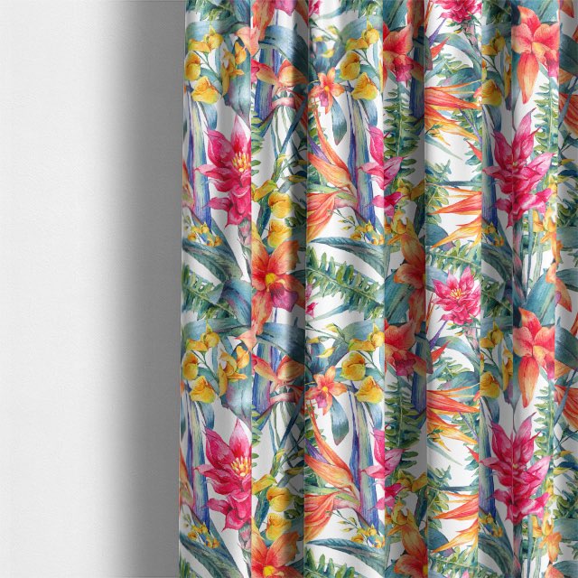 High-Quality Tropical Linen Curtain Fabric - Multi in Colorful Print