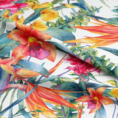 Luxurious and Vibrant Tropical Linen Curtain Fabric - Multi