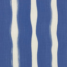 bold blue striped curtain fabric with flowing vertical stripe design on linen curtain fabric