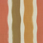 striped curtain fabric in golden ochre tones with soft painterly vertical stripe design on linen blend