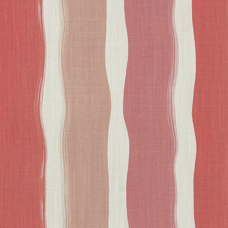 pink striped curtain fabric with soft tonal vertical stripes and painterly finish on linen