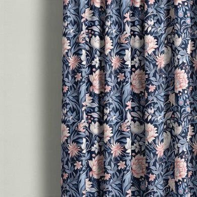 Elegant Upton Linen Curtain Fabric in deep indigo, perfect for any room