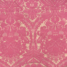 Fuchsia damask curtain fabric woven traditional ornate pattern