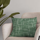 Ventura Green printed curtain fabric cushion – 100% cotton fabric in contemporary crosshatch design