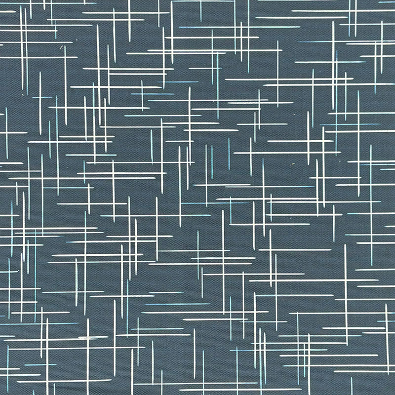 Ventura Navy cotton printed curtain fabric – blue printed curtain fabric in abstract linear pattern