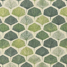 Verdant Leaf Fabric Flat Shot – detailed close-up of green leaf linen curtain fabric