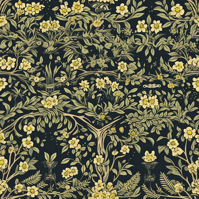 Victorian Tenere Printed Upholstery Fabric - Black