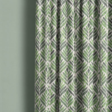 Watercolour Leaves Upholstery Fabric with vibrant green and blue leaf pattern