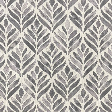 Watercolour Leaves Upholstery Fabric Charcoal - 12m Roll End