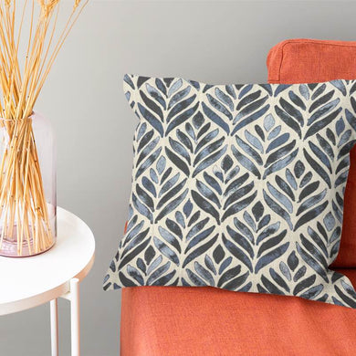 Beautiful watercolour leaves upholstery fabric in shades of green and blue